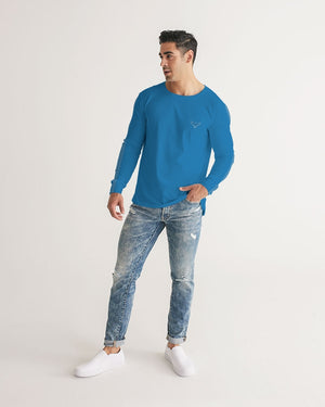 Men's FYC Charter Stripe Pacific Blue Long Sleeve Crewneck FIND YOUR COAST CO