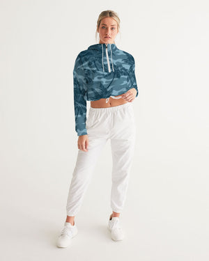 Women's Palm Camo Water Resistant Cropped Windbreaker FIND YOUR COAST CO
