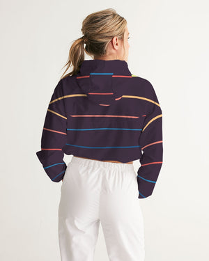 Women's DawnBreaker Striped Water Resistant Cropped Windbreaker FIND YOUR COAST CO