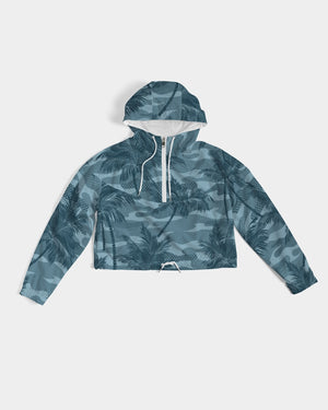 Women's Palm Camo Water Resistant Cropped Windbreaker FIND YOUR COAST CO