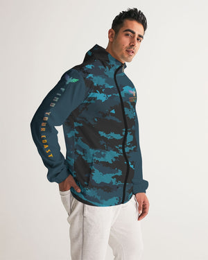 Men's High Seas Coast Camo Water Resistant Lightweight Hooded Windbreaker FIND YOUR COAST CO