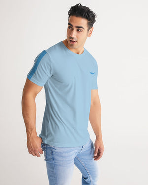 Men's Charter Stripe Performance Crewneck Gulf Blue Shirt FIND YOUR COAST CO