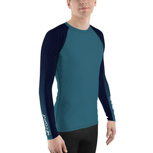 Men's Coast Sleeve Teal Performance Rash Guard UPF 40+ FIND YOUR COAST CO