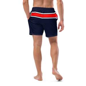 Men's Classic Red Stripe Recycled Mid-Length UPF 50+ Beach Shorts FIND YOUR COAST CO