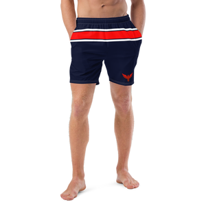 Men's Classic Red Stripe Recycled Mid-Length UPF 50+ Beach Shorts FIND YOUR COAST CO