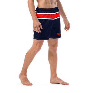 Men's Classic Red Stripe Recycled Mid-Length UPF 50+ Beach Shorts FIND YOUR COAST CO