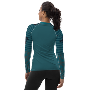 Women's Reels and Reefs Striped Sea Skinz Performance Rash Guard UPF 40+ FIND YOUR COAST CO