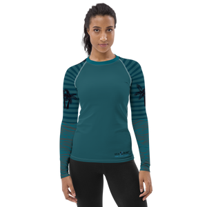 Women's Reels and Reefs Striped Sea Skinz Performance Rash Guard UPF 40+ FIND YOUR COAST CO
