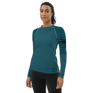 Women's Reels and Reefs Striped Sea Skinz Performance Rash Guard UPF 40+ FIND YOUR COAST CO