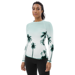 Women's Palm Tree Performance Rash Guard UPF 40+ FIND YOUR COAST CO