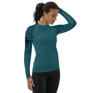 Women's Reels and Reefs Striped Sea Skinz Performance Rash Guard UPF 40+ FIND YOUR COAST CO