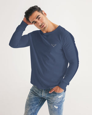 Men's FYC Charter Stripe Deep Blue Long Sleeve Crewneck FIND YOUR COAST CO