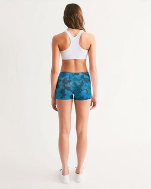 Women's Active Comfort Ocean Camo Mid-Rise Yoga Shorts FIND YOUR COAST CO