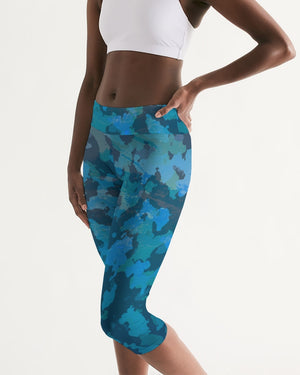 Women's Active Comfort Ocean Camo Mid-Rise Capri Leggings FIND YOUR COAST CO