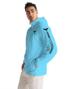 Men's FYC Supply Company High Seas Light Blue Water Resistant Lightweight Windbreaker FIND YOUR COAST CO