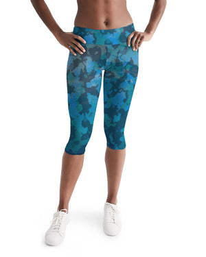Women's Active Comfort Ocean Camo Mid-Rise Capri Leggings FIND YOUR COAST CO
