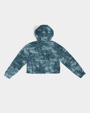 Women's Palm Camo Water Resistant Cropped Windbreaker FIND YOUR COAST CO