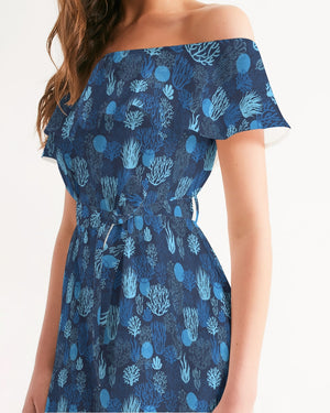Women's Lightweight Sea Reef Off-Shoulder Belted Dress FIND YOUR COAST CO
