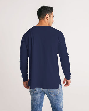 Men's FYC Charter Stripe Harbor Blue Long Sleeve Crewneck FIND YOUR COAST CO