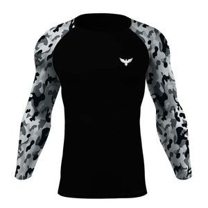 Men's Black Camo Sleeve Performance Rash Guard UPF 40+ FIND YOUR COAST CO