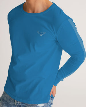 Men's FYC Charter Stripe Pacific Blue Long Sleeve Crewneck FIND YOUR COAST CO