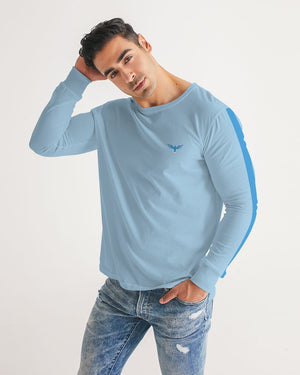 Men's FYC Charter Stripe Gulf Blue Long Sleeve Crewneck FIND YOUR COAST CO