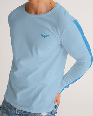 Men's FYC Charter Stripe Gulf Blue Long Sleeve Crewneck FIND YOUR COAST CO