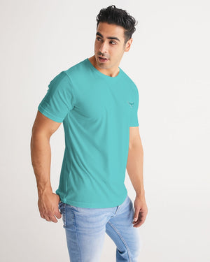 Men's Charter Stripe Performance Crewneck Flat Teal Shirt FIND YOUR COAST CO