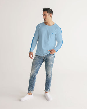 Men's FYC Charter Stripe Gulf Blue Long Sleeve Crewneck FIND YOUR COAST CO