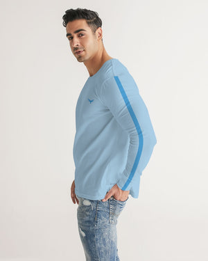 Men's FYC Charter Stripe Gulf Blue Long Sleeve Crewneck FIND YOUR COAST CO