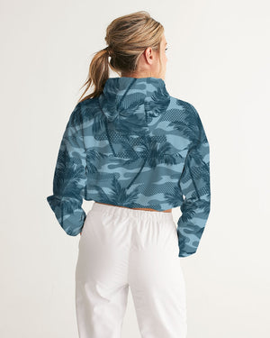 Women's Palm Camo Water Resistant Cropped Windbreaker FIND YOUR COAST CO