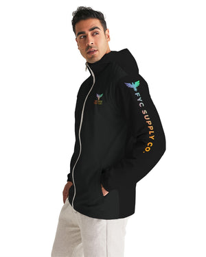 Men's FYC High Seas Black Water Resistant Lightweight Hooded Windbreaker FIND YOUR COAST CO