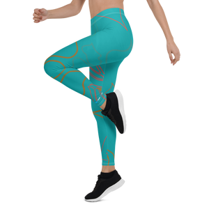 Women's All Day Comfort Aqua Aloha Full Length Leggings FIND YOUR COAST CO
