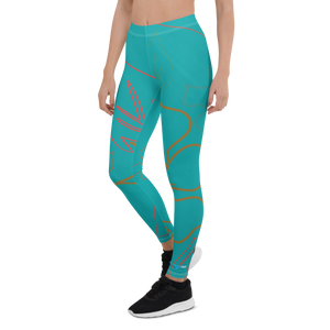 Women's All Day Comfort Aqua Aloha Full Length Leggings FIND YOUR COAST CO