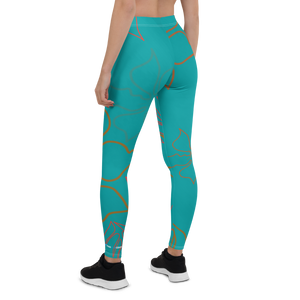 Women's All Day Comfort Aqua Aloha Full Length Leggings FIND YOUR COAST CO