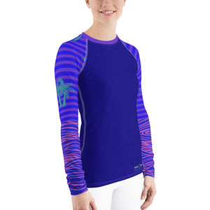 Women's Reels and Reefs Striped Sea Skinz Performance Rash Guard UPF 40+ FIND YOUR COAST CO