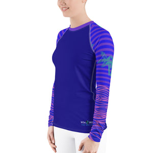 Women's Reels and Reefs Striped Sea Skinz Performance Rash Guard UPF 40+ FIND YOUR COAST CO