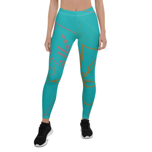 Women's All Day Comfort Aqua Aloha Full Length Leggings FIND YOUR COAST CO