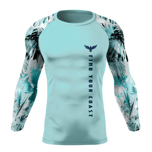 Men's Supply Co My Sundays Lt. Teal Performance Rash Guard UPF 40+ FIND YOUR COAST CO