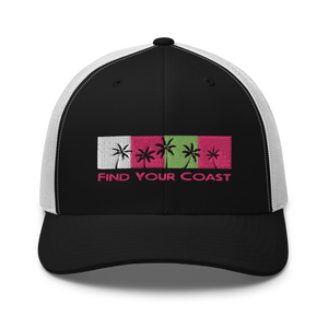 Find Your Coast Palm Season Mid-Profile Trucker Hat FIND YOUR COAST CO