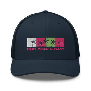 Find Your Coast Palm Season Mid-Profile Trucker Hat FIND YOUR COAST CO