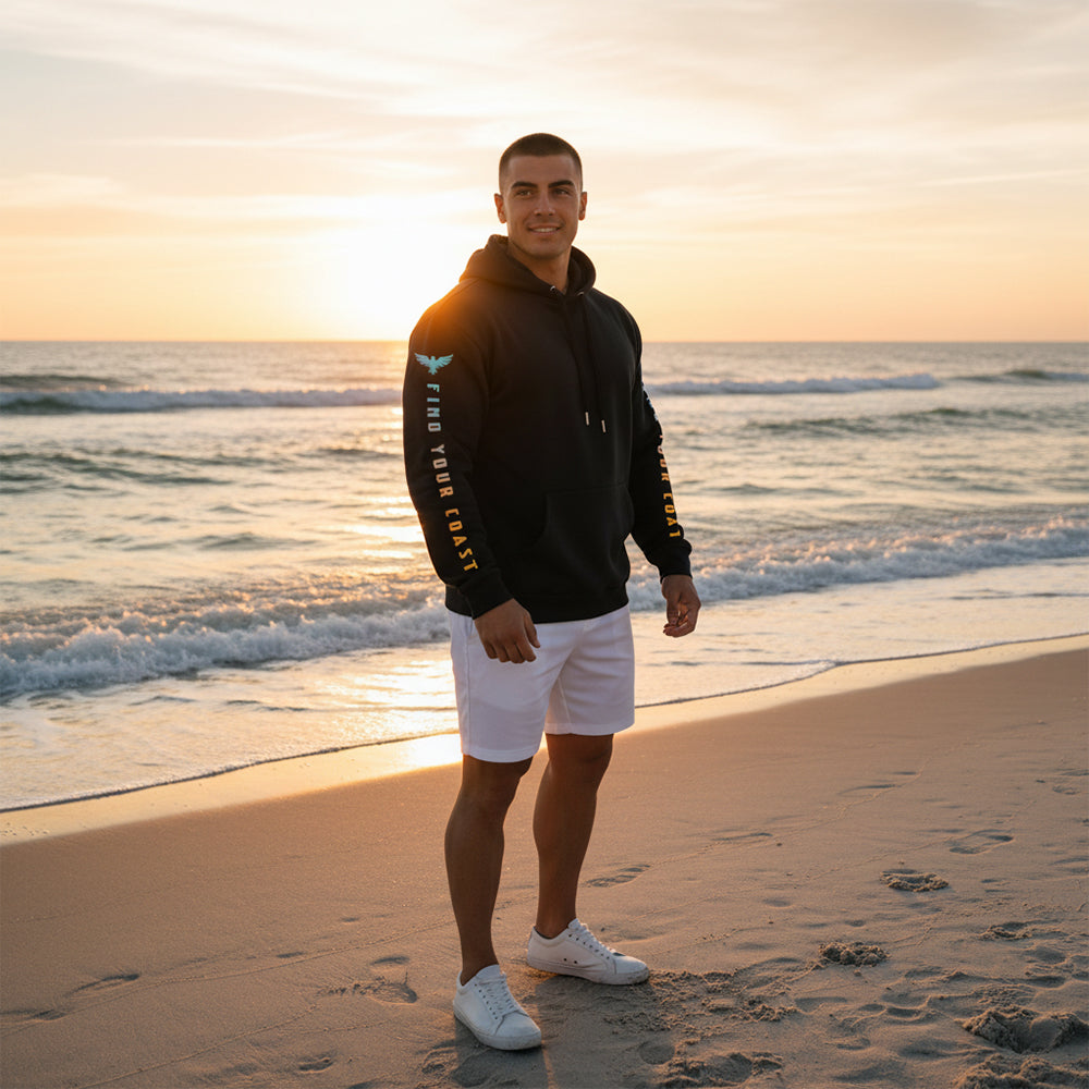 Find Your Coast® Rainbow Sleeve Recycled Hoodie