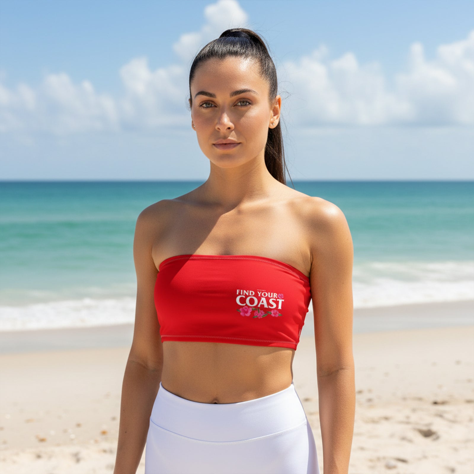 Red Bandeau Recycled Bikini Top