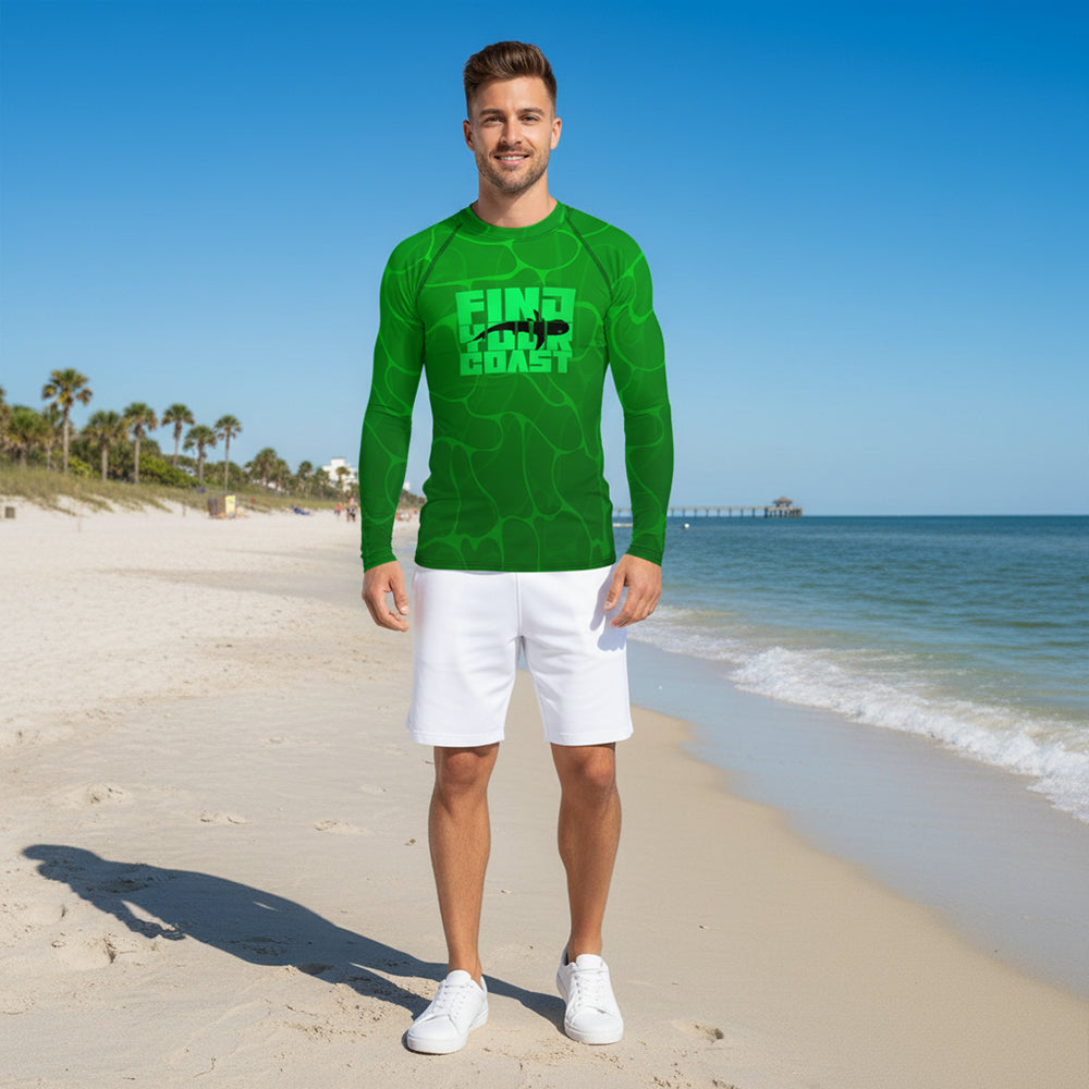 Find Your Coast® Green Storm Rash Guard UPF 50+