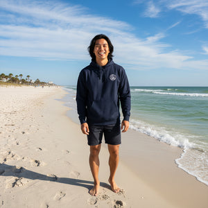 The Let’s Roam Hoodie — built for early risers and coastal roamers