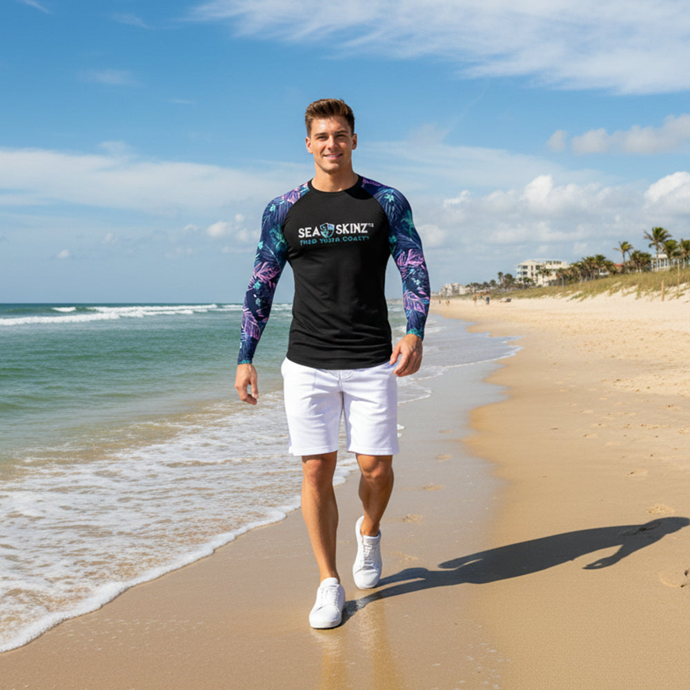 Find Your Coast® Floral Sleeve SeaSkinz Rash Guard UPF 50+
