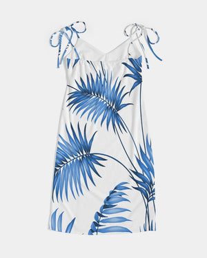 Seaside Breeze Palm Tie Strap Split Dress