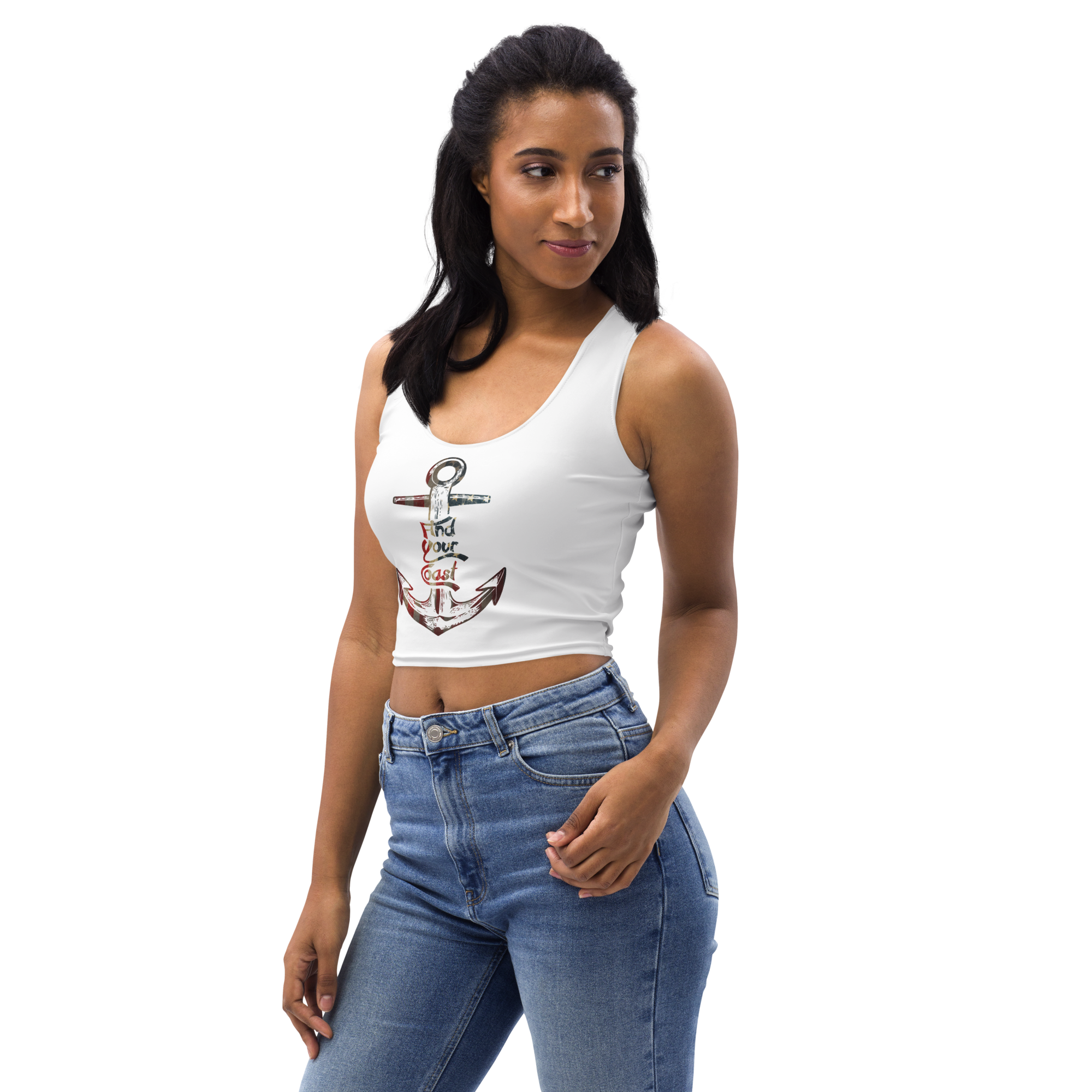 Find Your Coast® American Anchor Cropped Tank Top