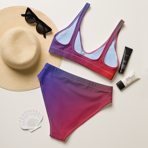 Find Your Coast® Red Dawn Recycled High Waisted Bikini Set