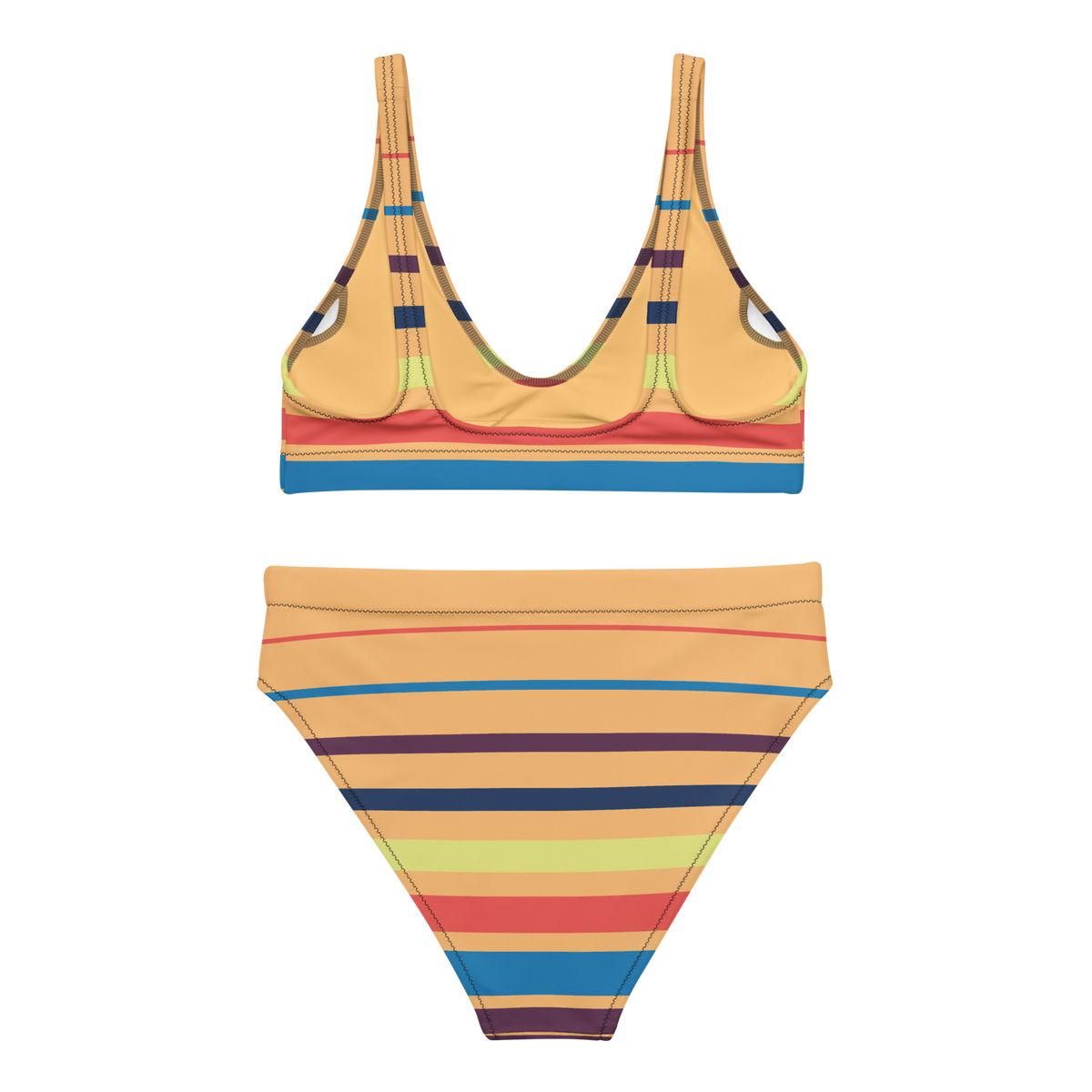 Find Your Coast® Striped Recycled High Waisted Bikini Set